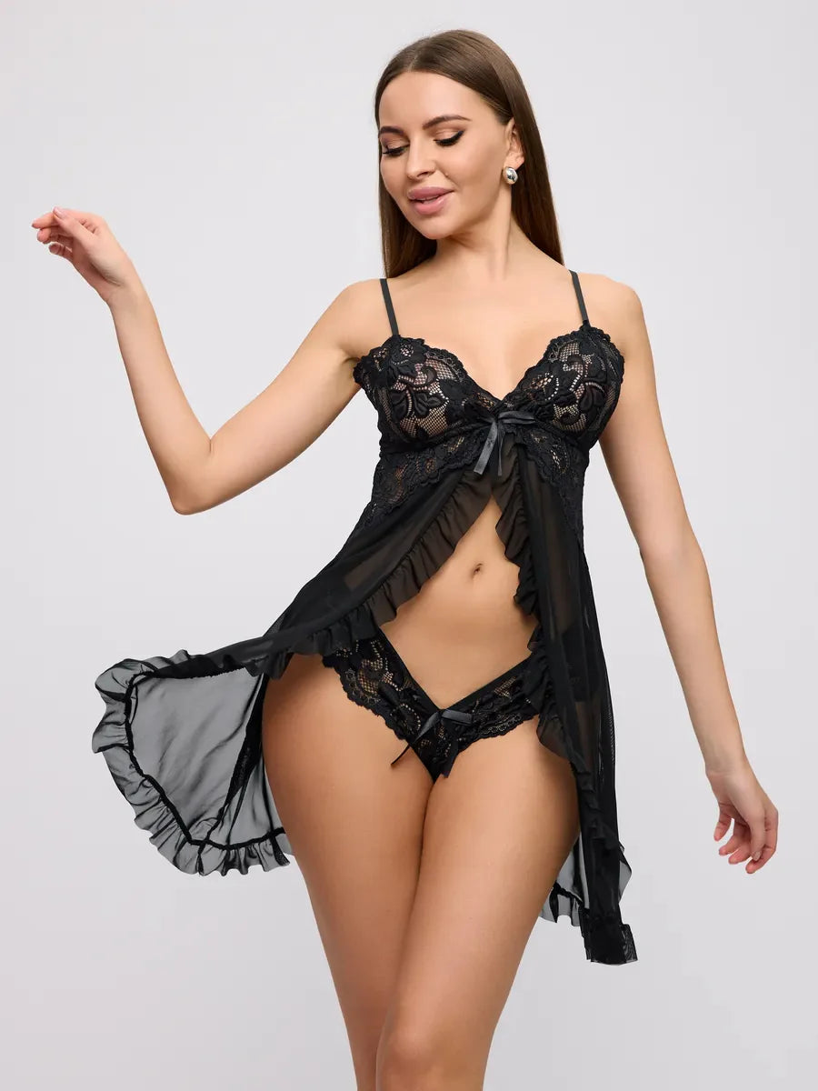 Sixtine — Nuisette dentelle fendue