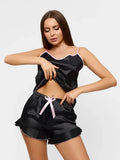Pyjama Court en Satin Bicolore & Short à Volants - Juliette
