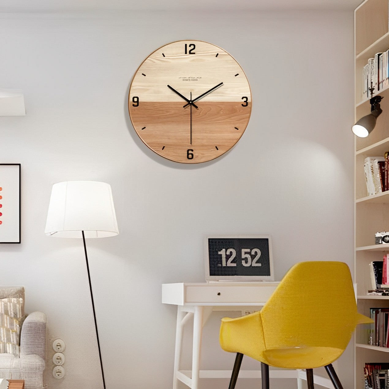 horloge murale en bois double nuance