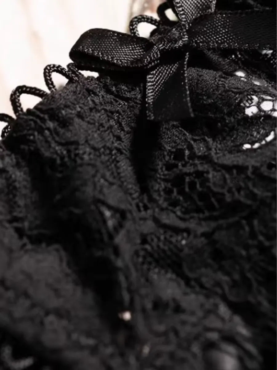 Inès — String satin & dentelle frangée