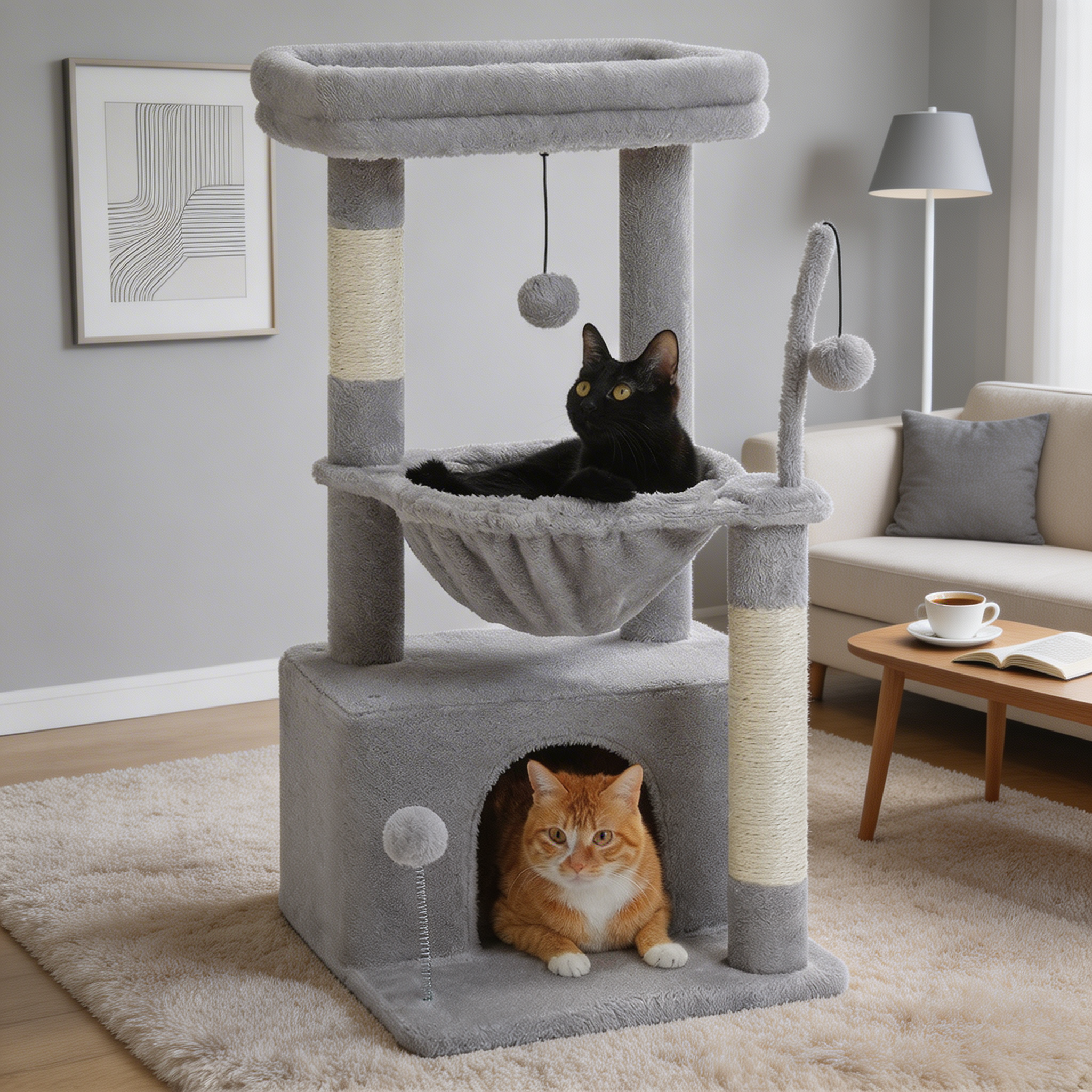 Arbre à chat Keïa — Double niveau compact 84 cm
