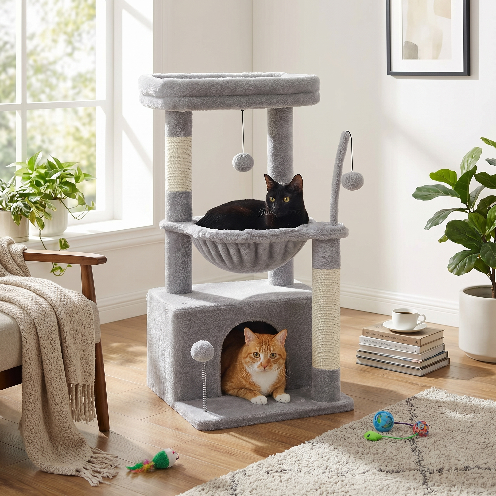 Arbre à chat Keïa — Double niveau compact 84 cm