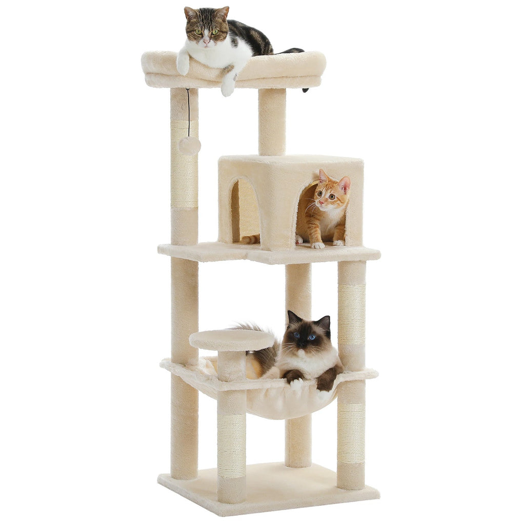 Arbre à chat Siora — Plateformes ouvertes & bois clair 116 cm