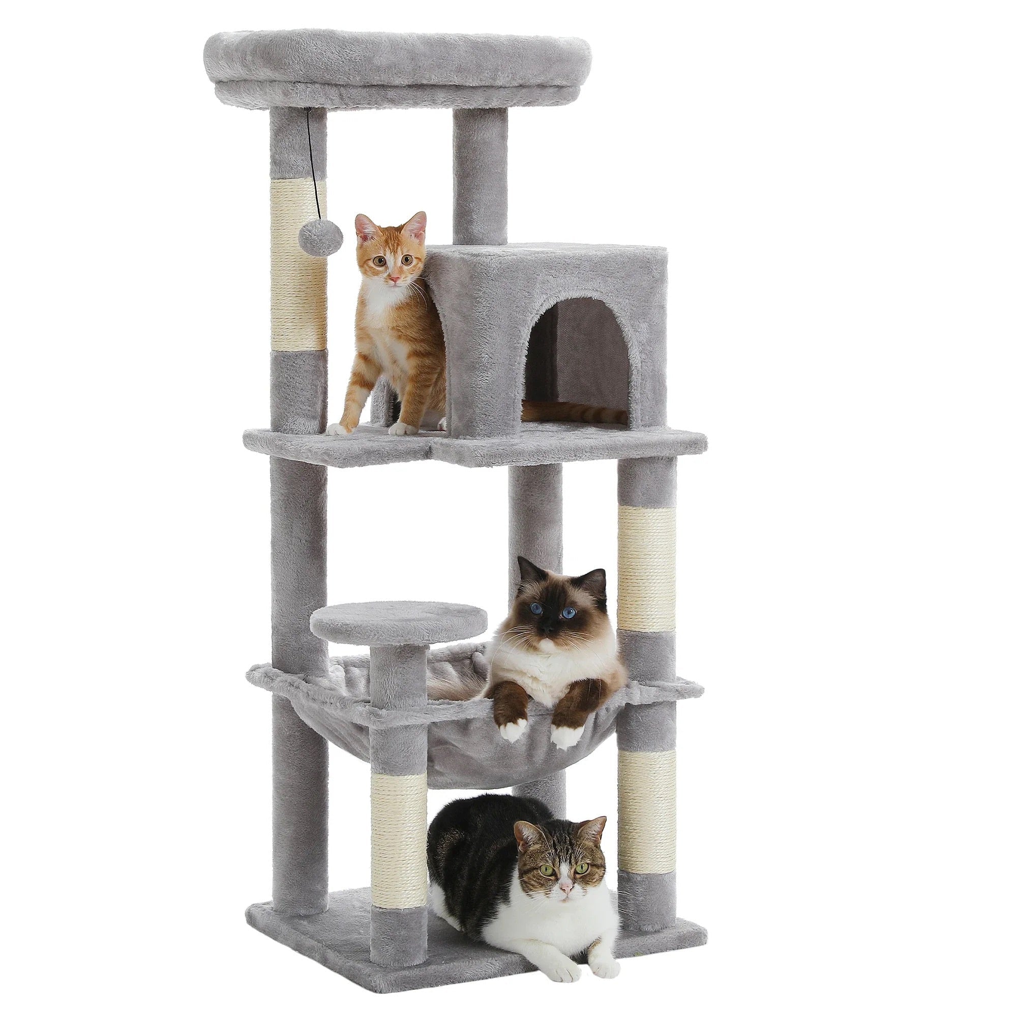 Arbre à chat Siora — Plateformes ouvertes & bois clair 116 cm