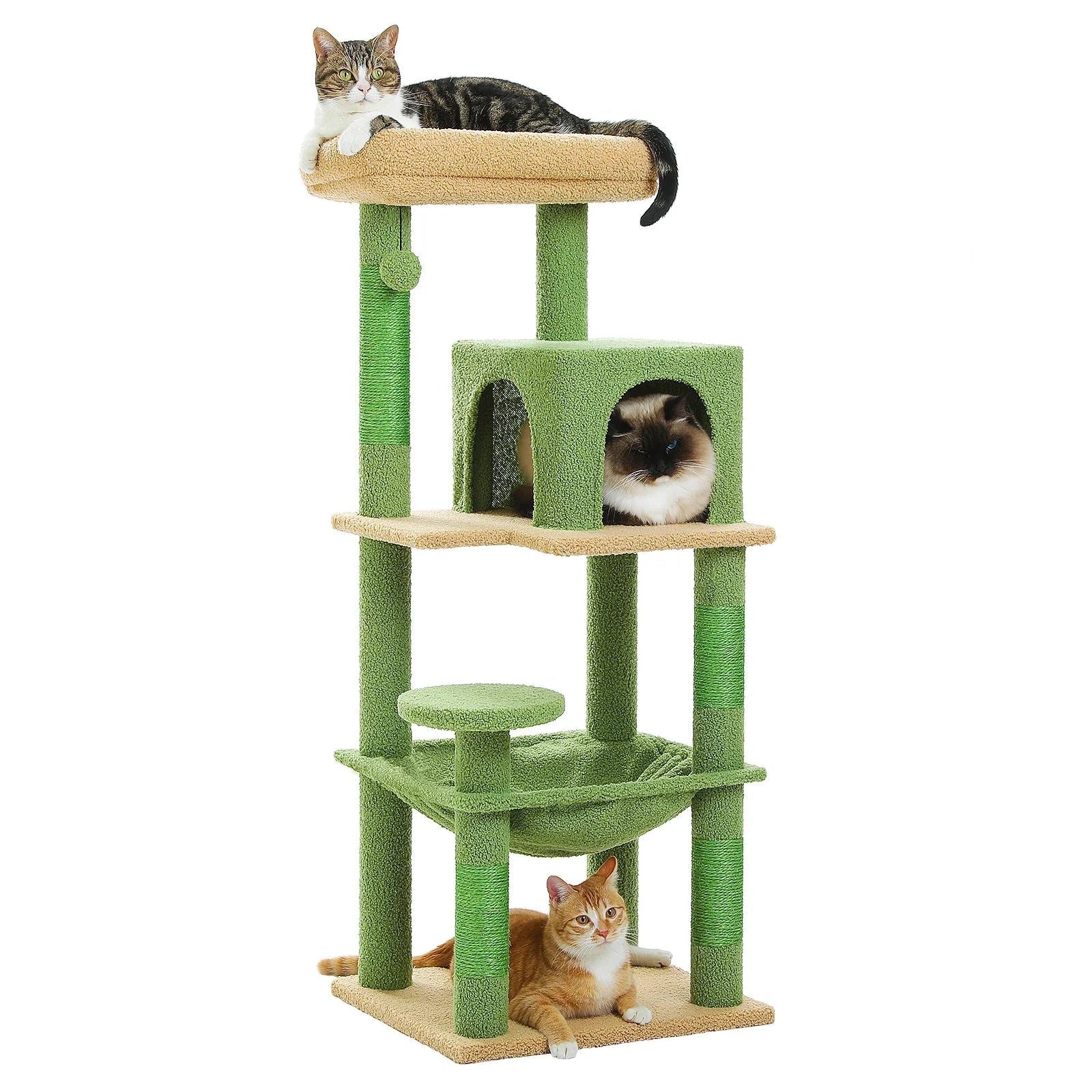 Arbre à chat Siora — Plateformes ouvertes & bois clair 116 cm