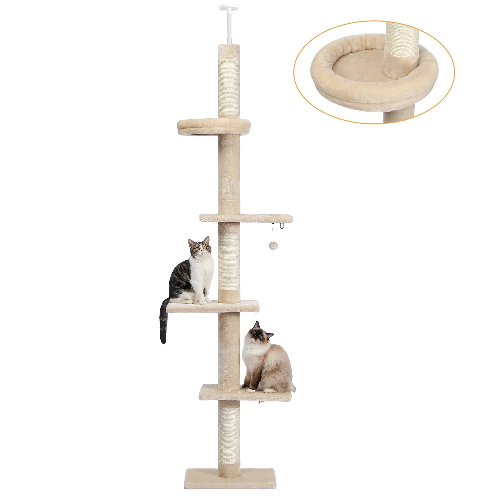 Arbre à chat Veyra — Sol-plafond ajustable & niche douce