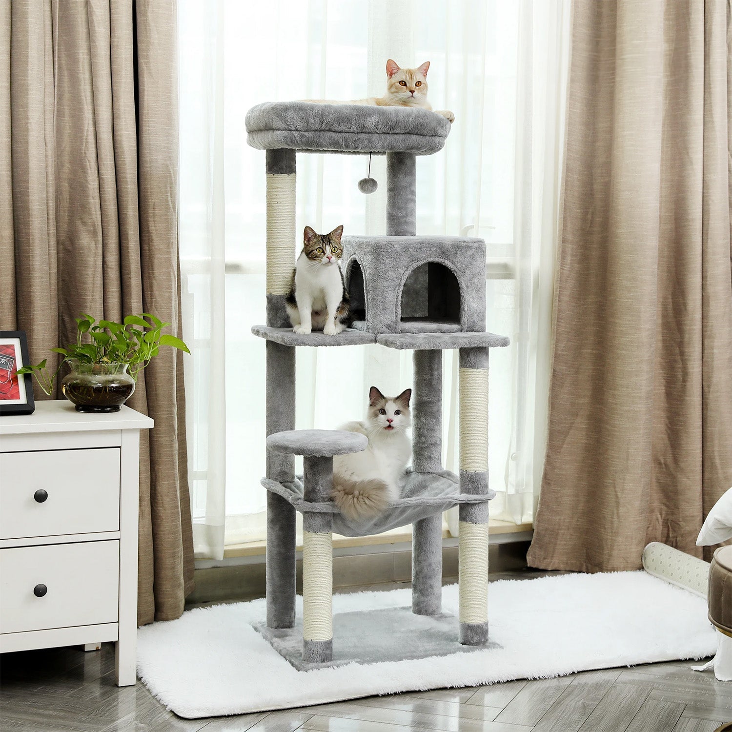 Arbre à chat Noma — 5 niveaux & repos en hauteur 143 cm