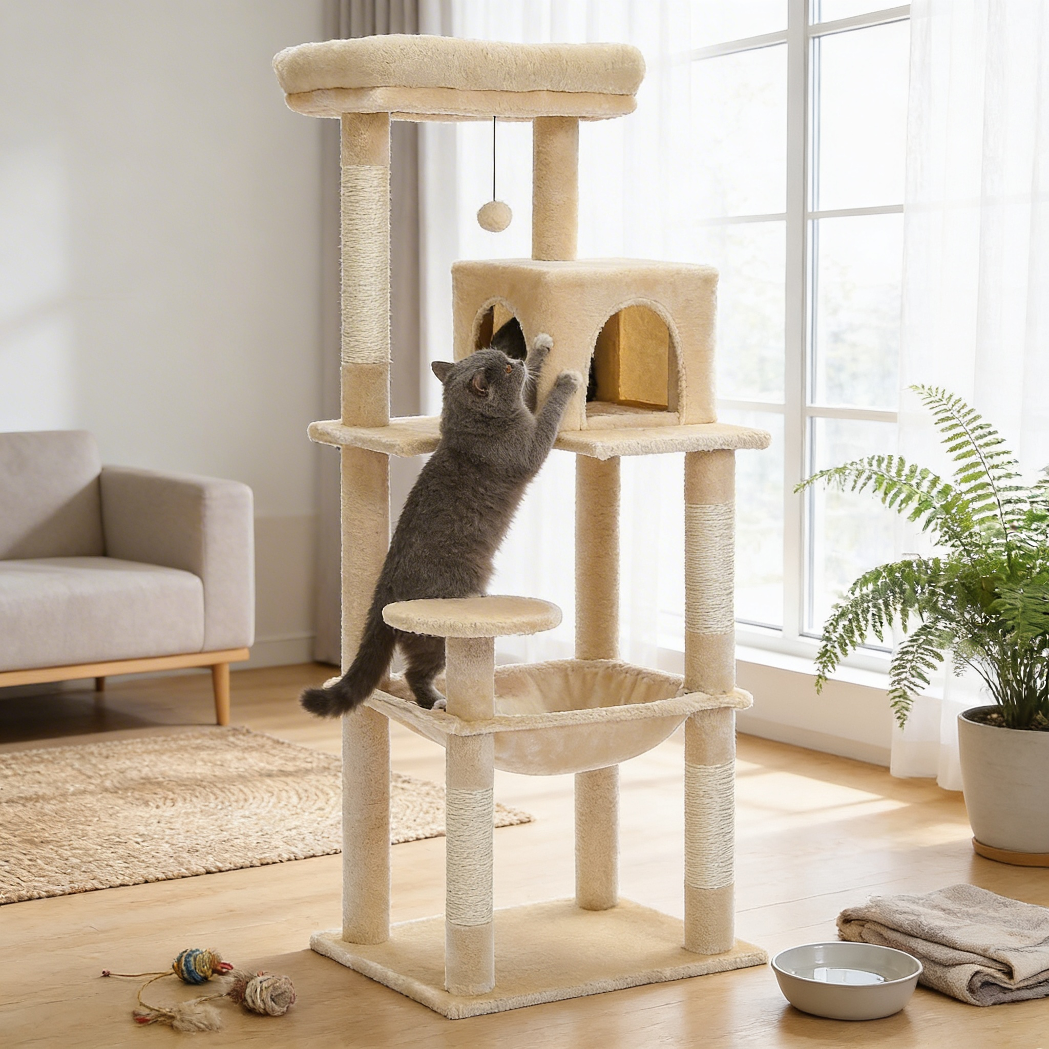 Arbre à chat Noma — 5 niveaux & repos en hauteur 143 cm