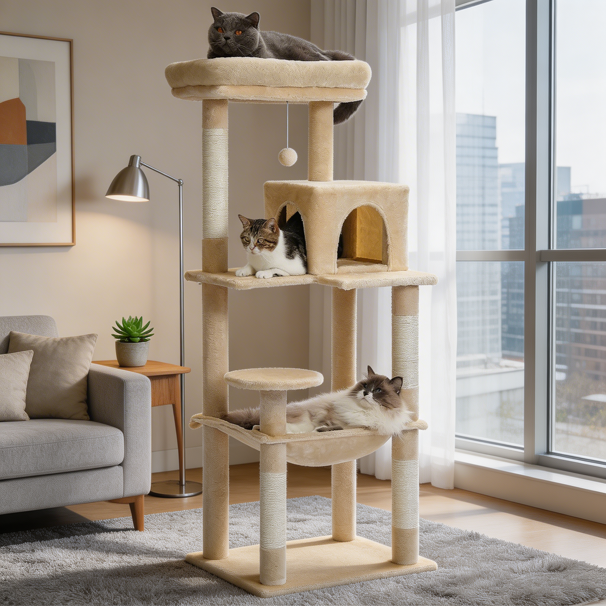 Arbre à chat Noma — 5 niveaux & repos en hauteur 143 cm