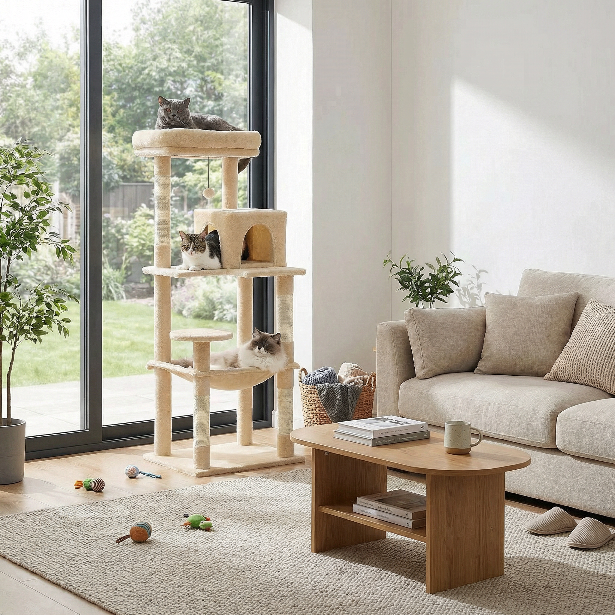 Arbre à chat Noma — 5 niveaux & repos en hauteur 143 cm