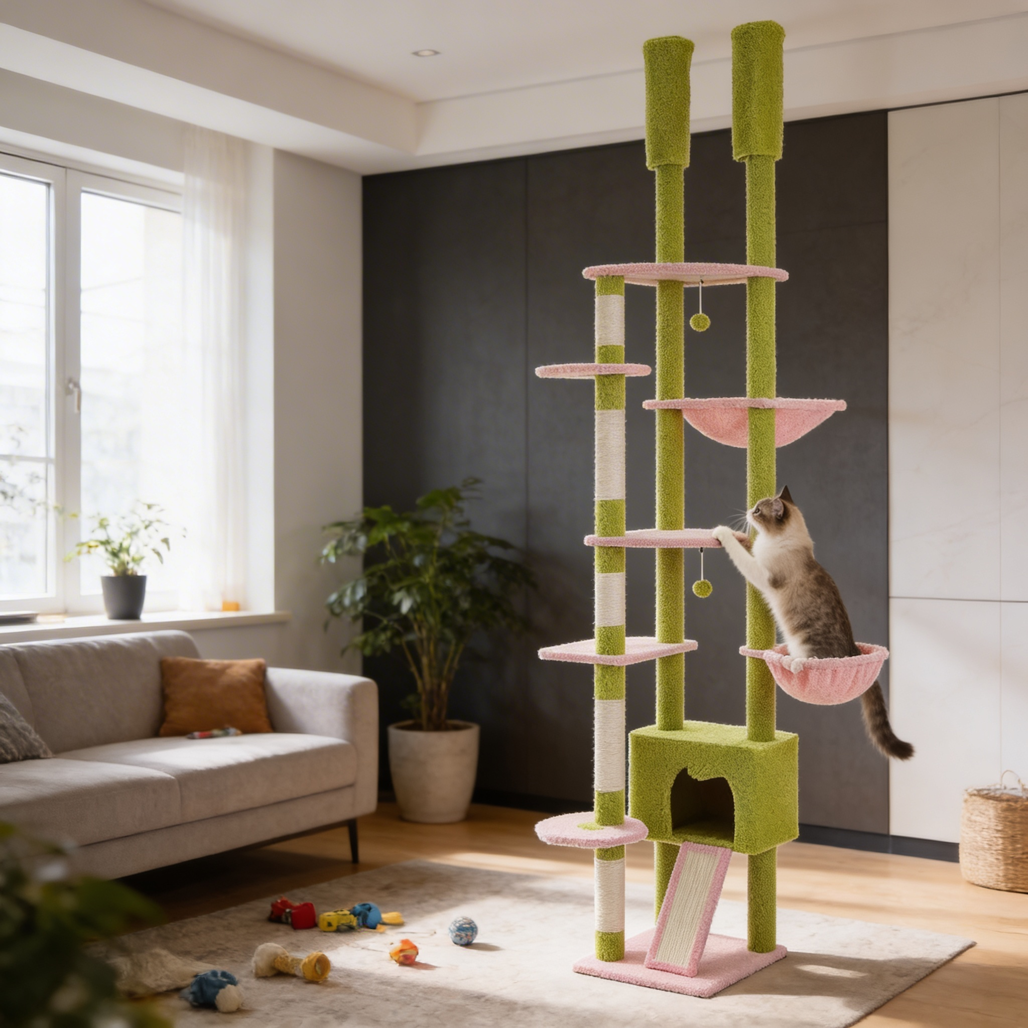 Arbre à chat Torea — Sol-plafond ajustable 255 cm