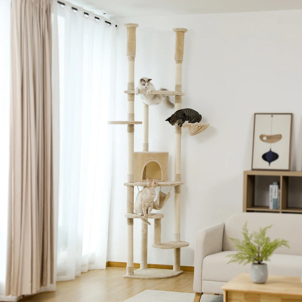 Arbre à chat Auralis — Sol-plafond ajustable & repos suspendu