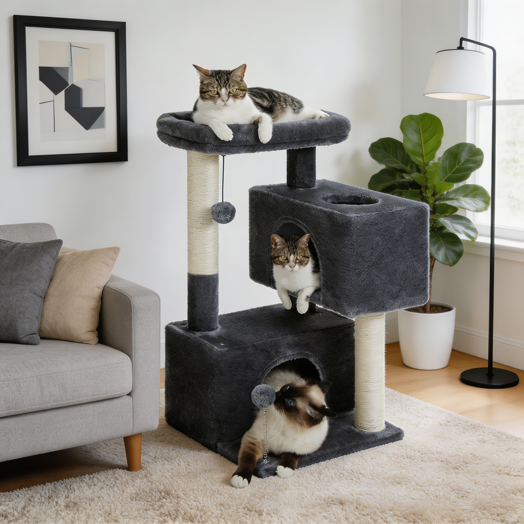 Arbre à chat Mino — Double niche compacte 80 cm
