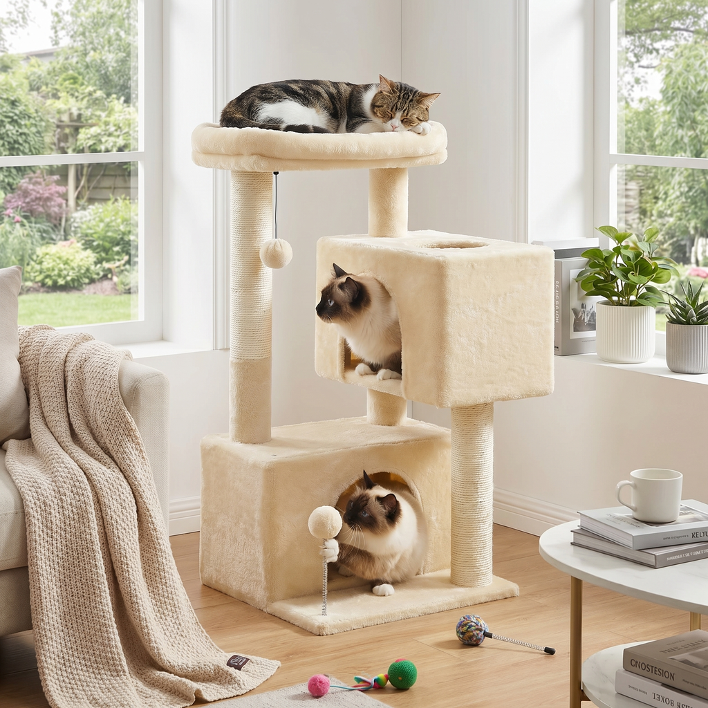 Arbre à chat Mino — Double niche compacte 80 cm