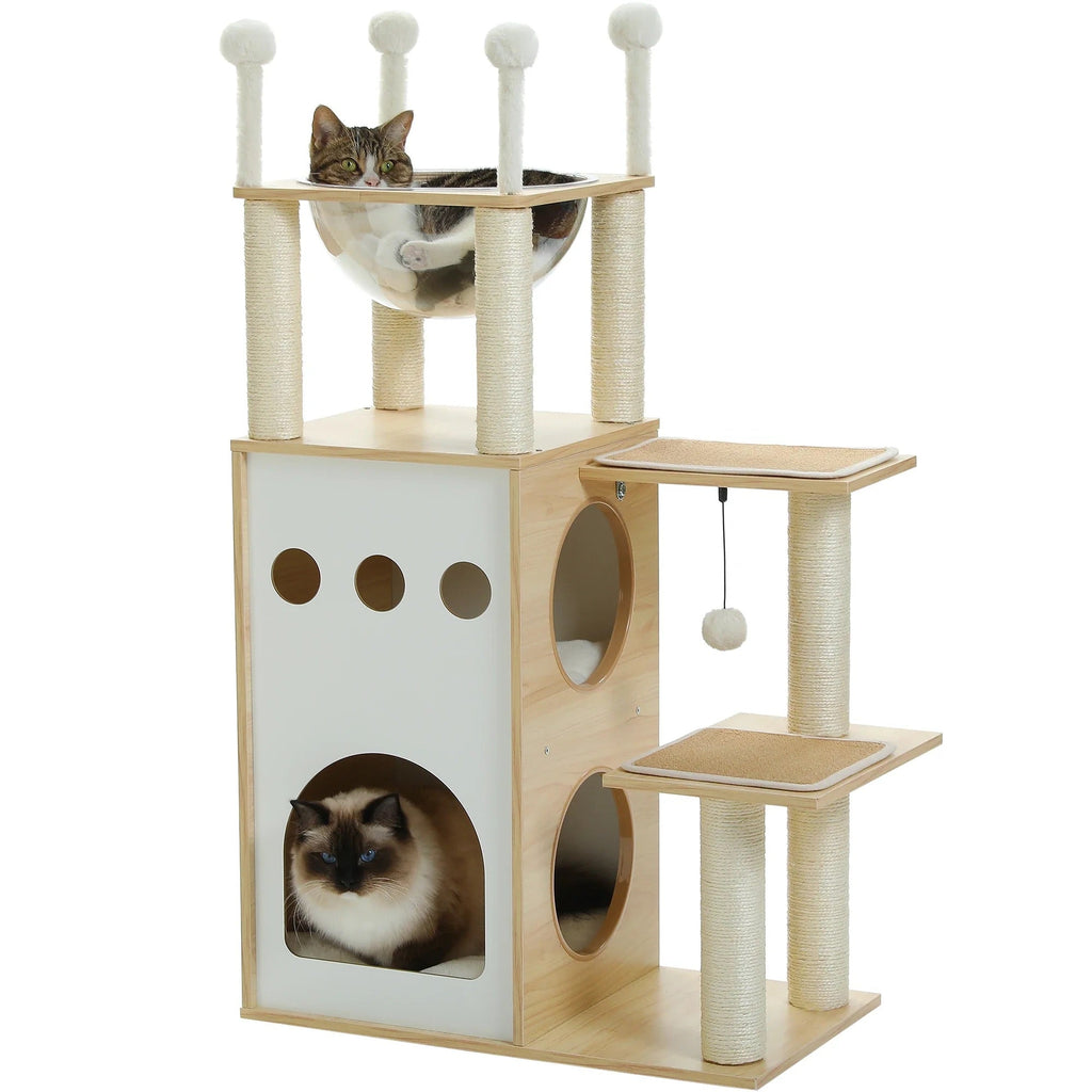 Arbre à chat Naori — Cabane design & capsule transparente