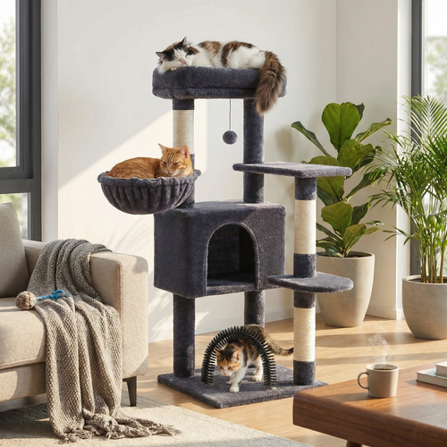 Arbre à chat Liora — Niche centrale & plateformes 106 cm