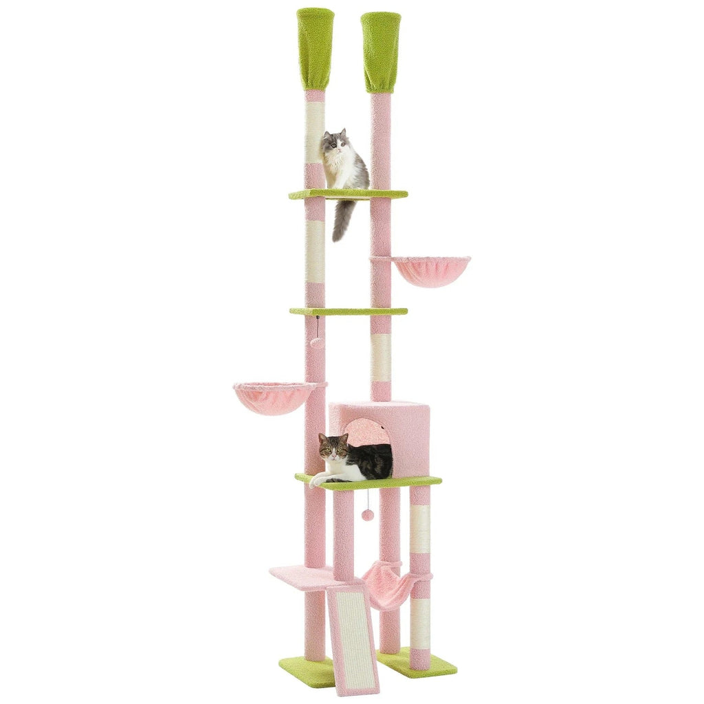 Arbre à chat Lyora — Sol-plafond ajustable & hamac 285 cm