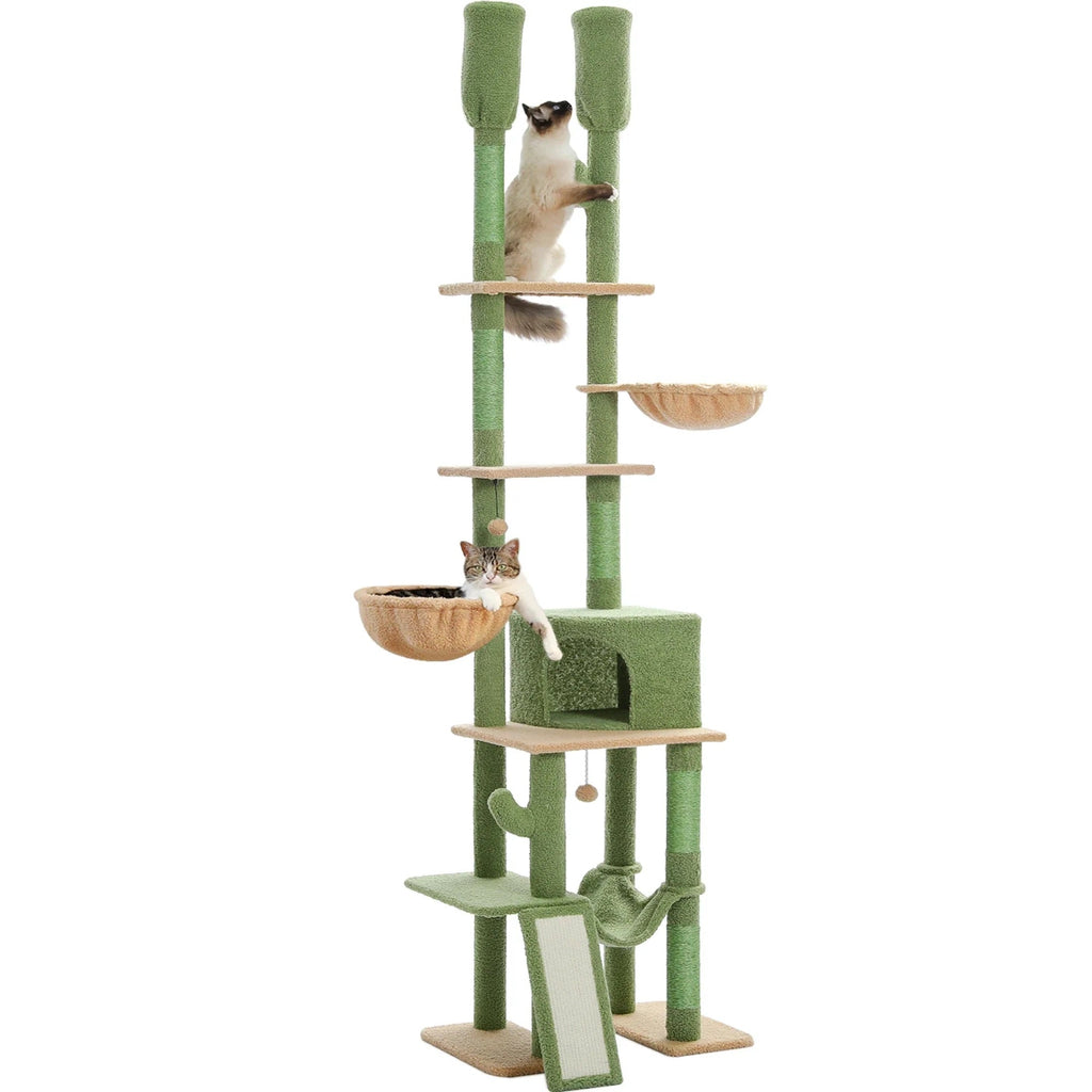 Arbre à chat Lyora — Sol-plafond ajustable & hamac 285 cm