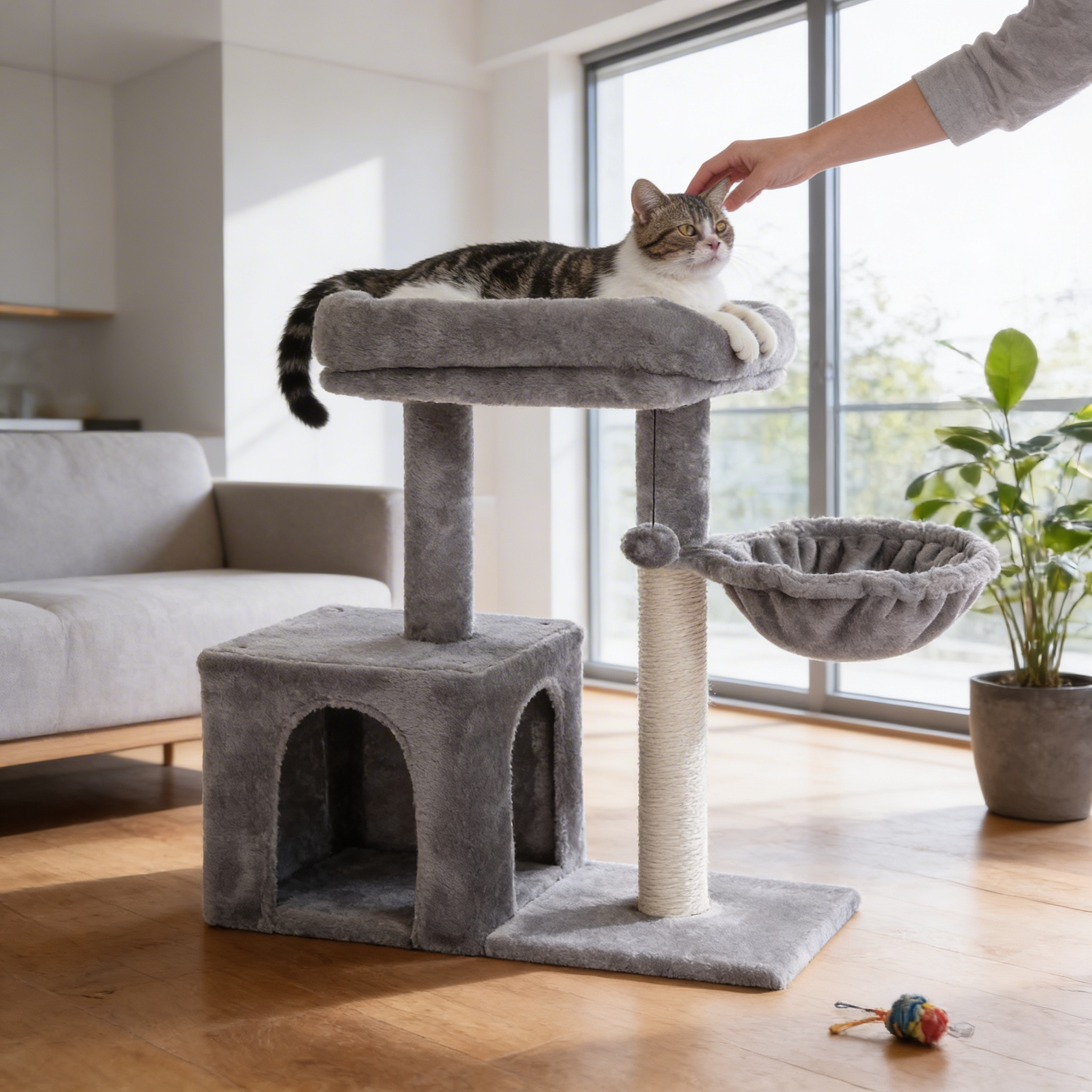 Arbre à chat Nivra — Niche & hamac compact 71 cm