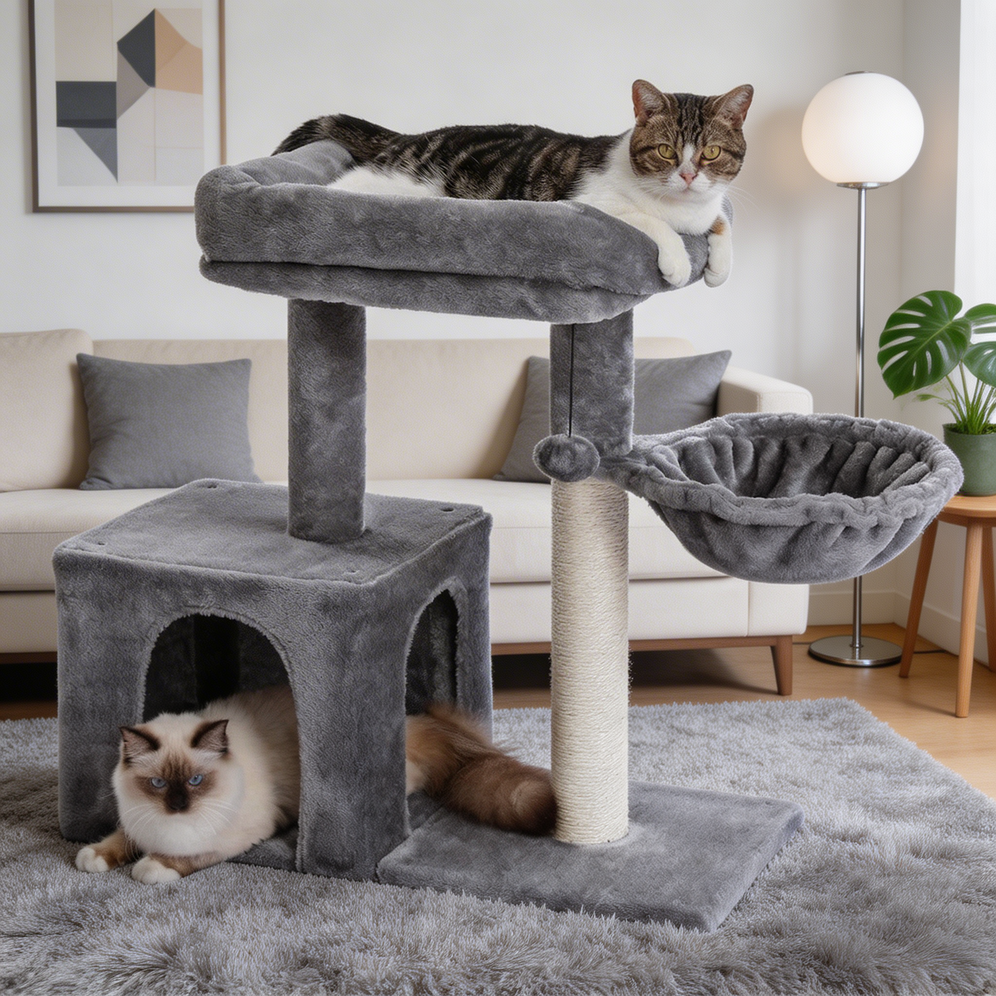 Arbre à chat Nivra — Niche & hamac compact 71 cm