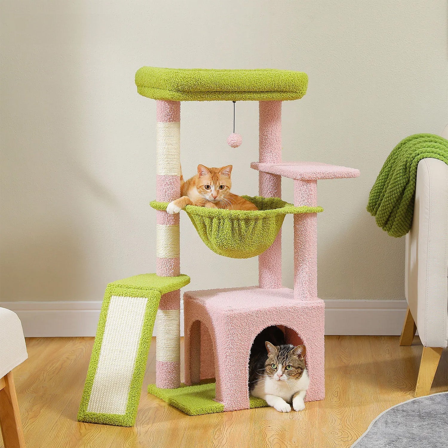 Arbre à chat Romi — Rampe douce & hamac 92 cm