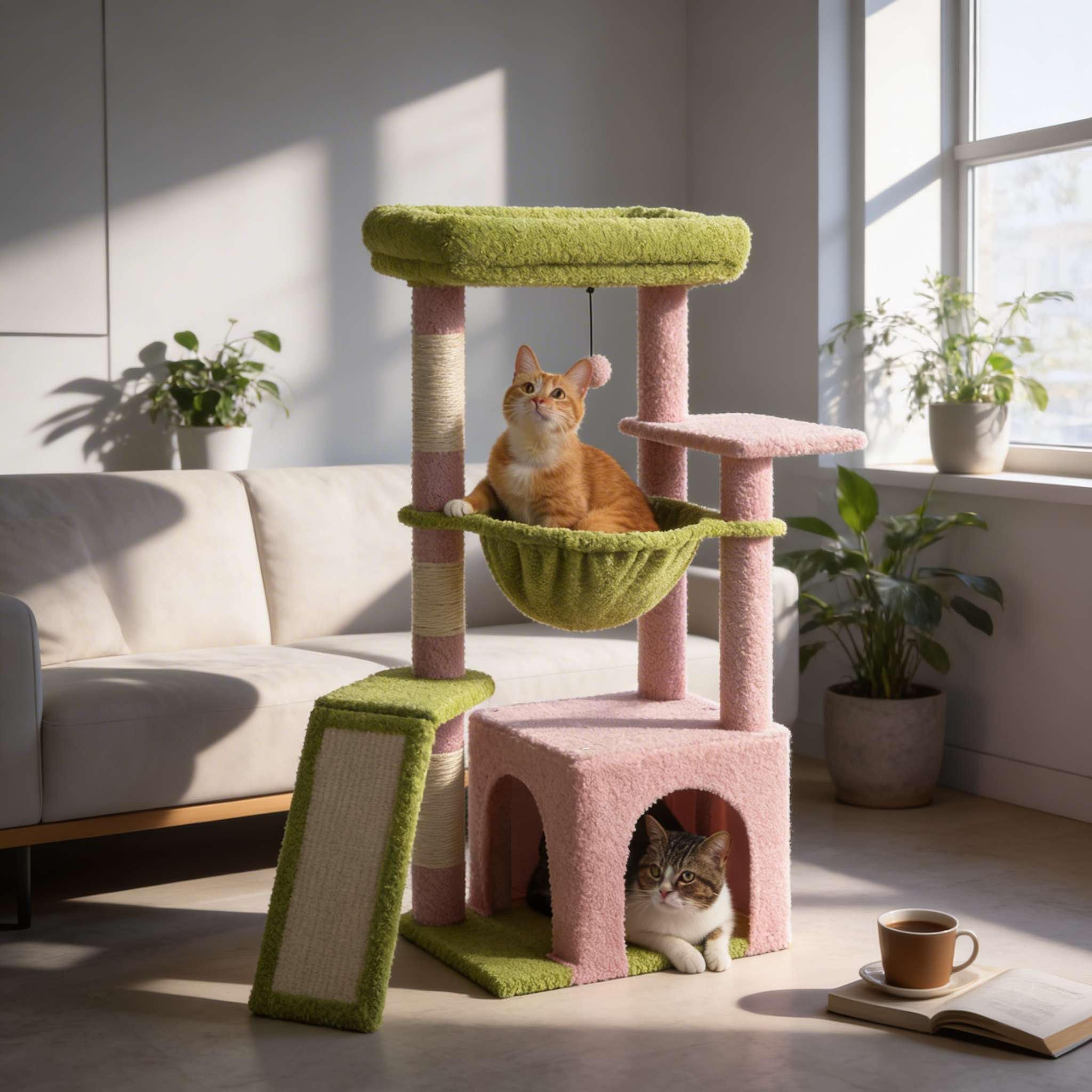 Arbre à chat Romi — Rampe douce & hamac 92 cm