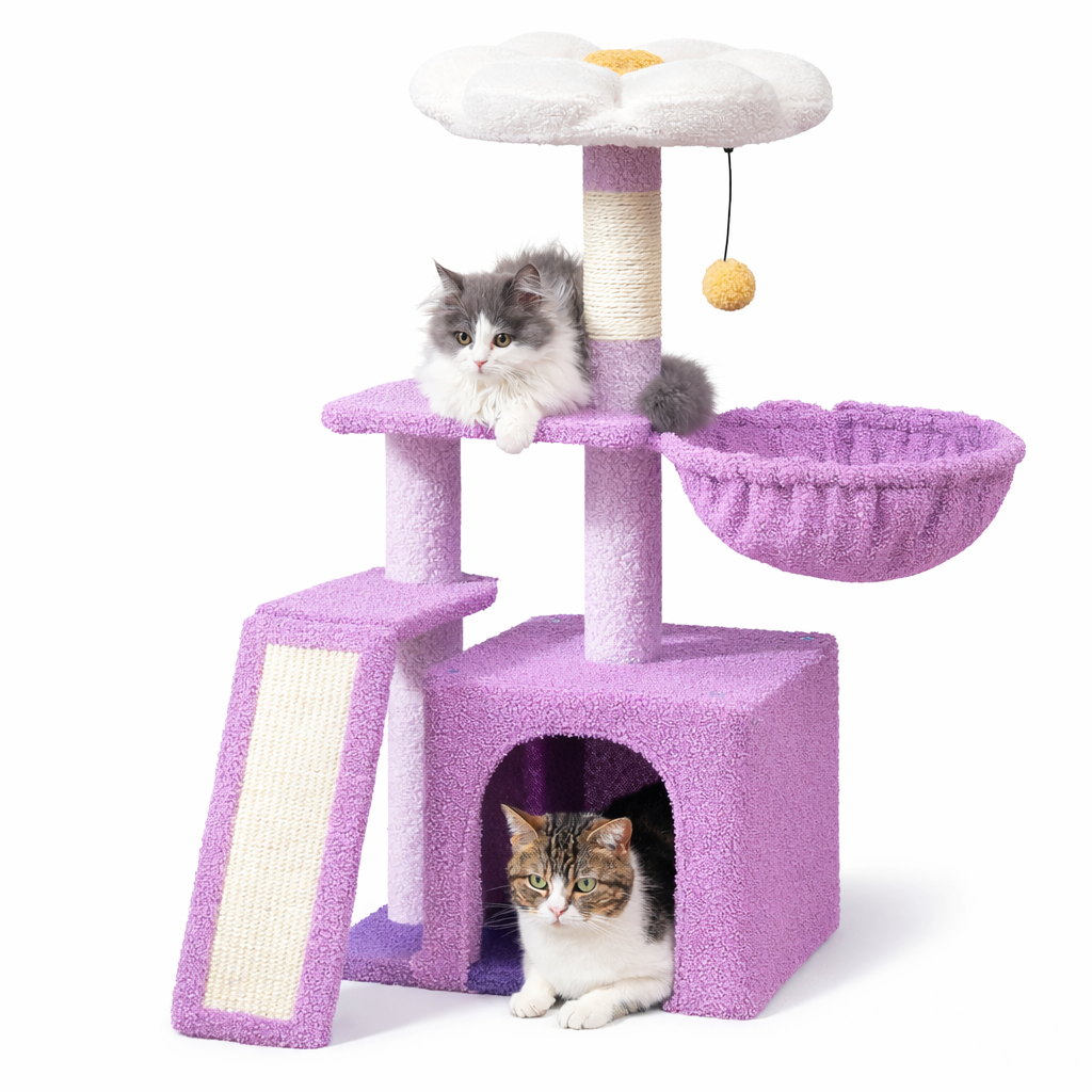 Arbre à chat Narae — Forme florale & repos compact 80 cm