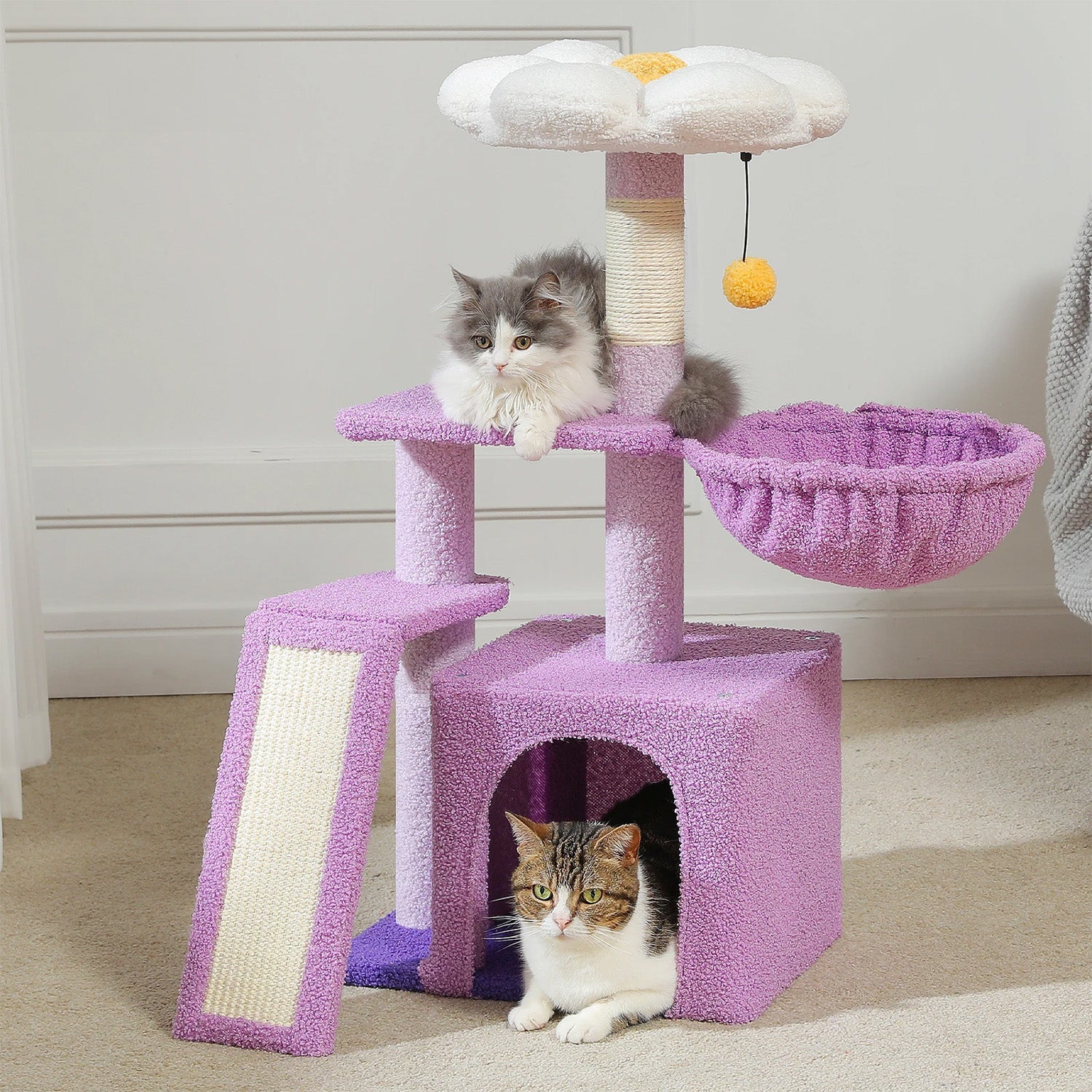 Arbre à chat Narae — Forme florale & repos compact 80 cm