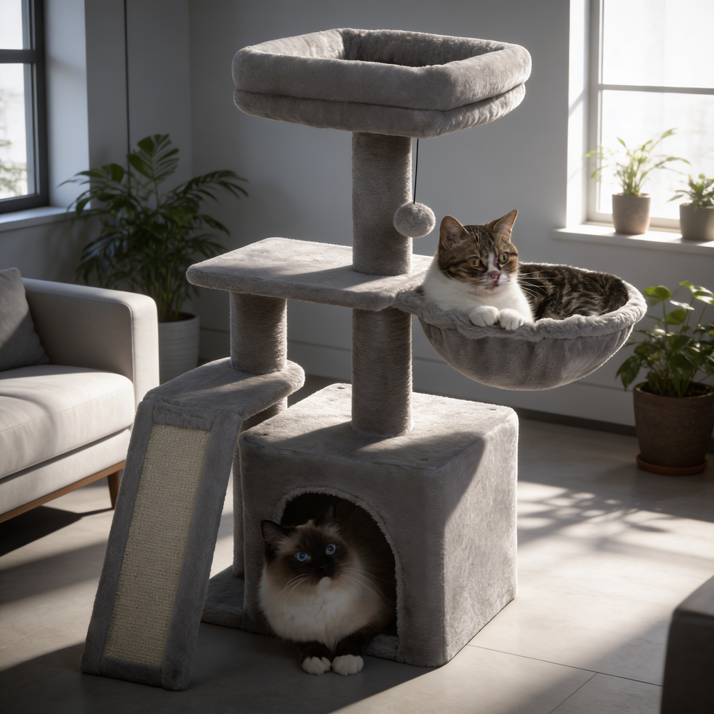 Arbre à chat Narae — Forme florale & repos compact 80 cm