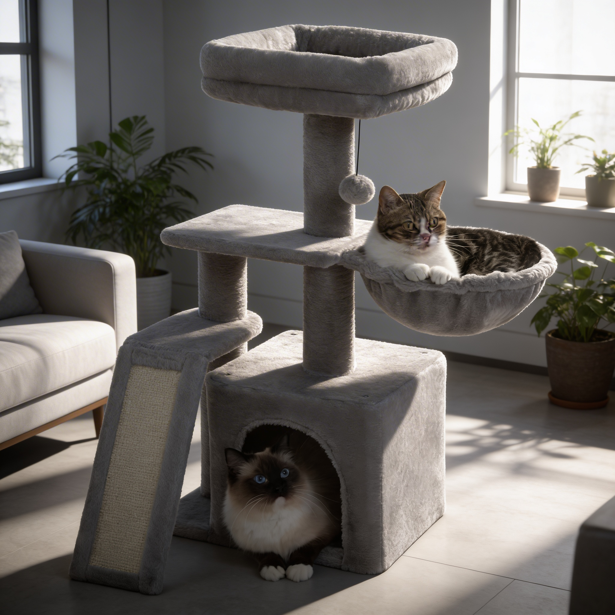 Arbre à chat Narae — Forme florale & repos compact 80 cm