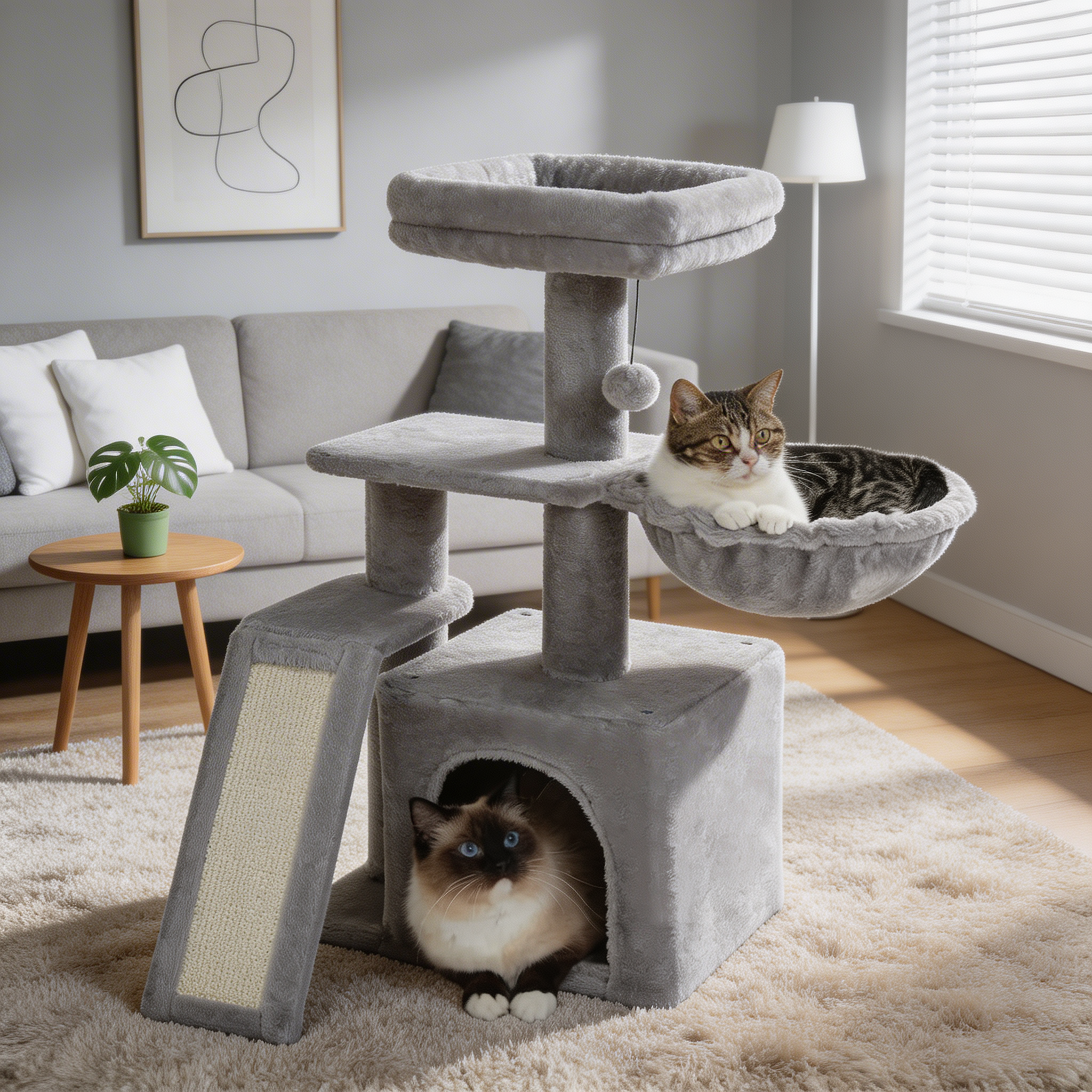 Arbre à chat Narae — Forme florale & repos compact 80 cm