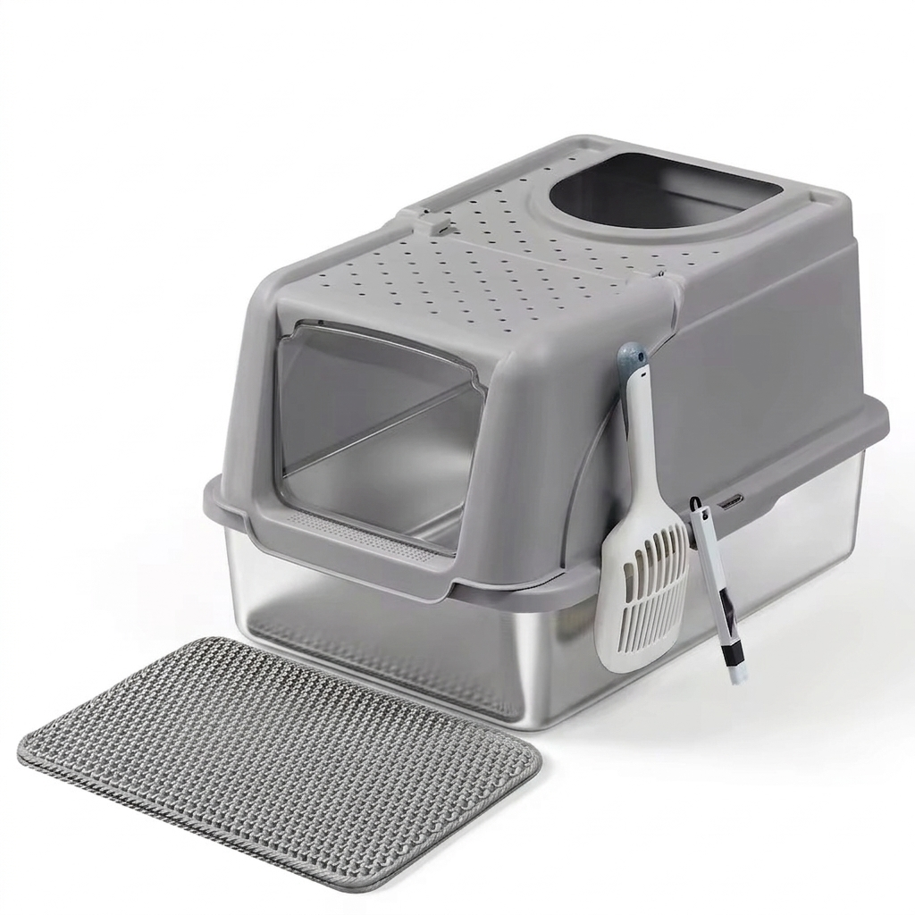 Bac à litière Inora — Inox & capacité 28 L