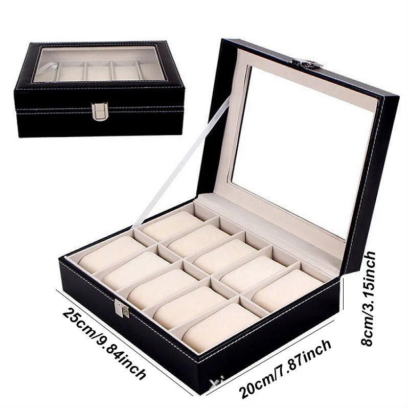 Boîte à Montres Élégante en Cuir PU avec 6 Compartiments | Organisateur Pratique pour Montres de Luxe
