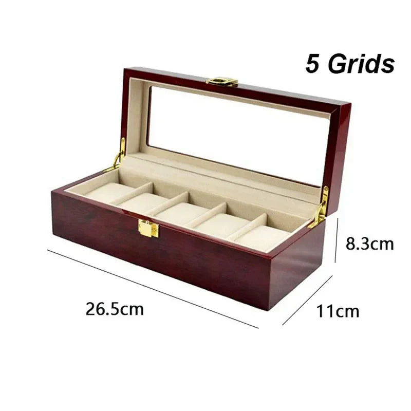 Boîte de Rangement en Bois pour Montres avec Compartiments Amovibles | Organisateur Élégant pour Montres et Bijoux