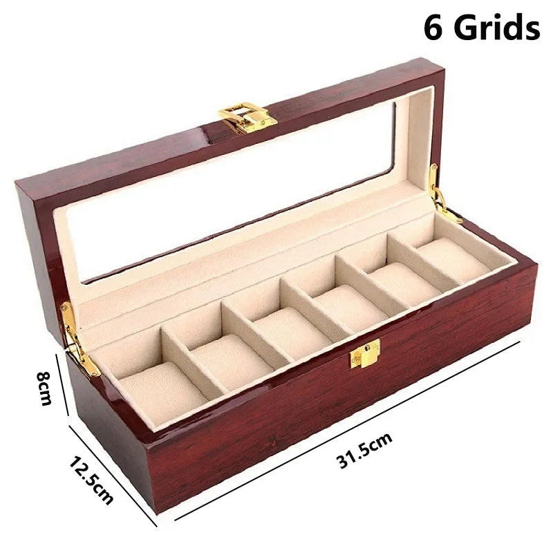 Boîte de Rangement en Bois pour Montres avec Compartiments Amovibles | Organisateur Élégant pour Montres et Bijoux