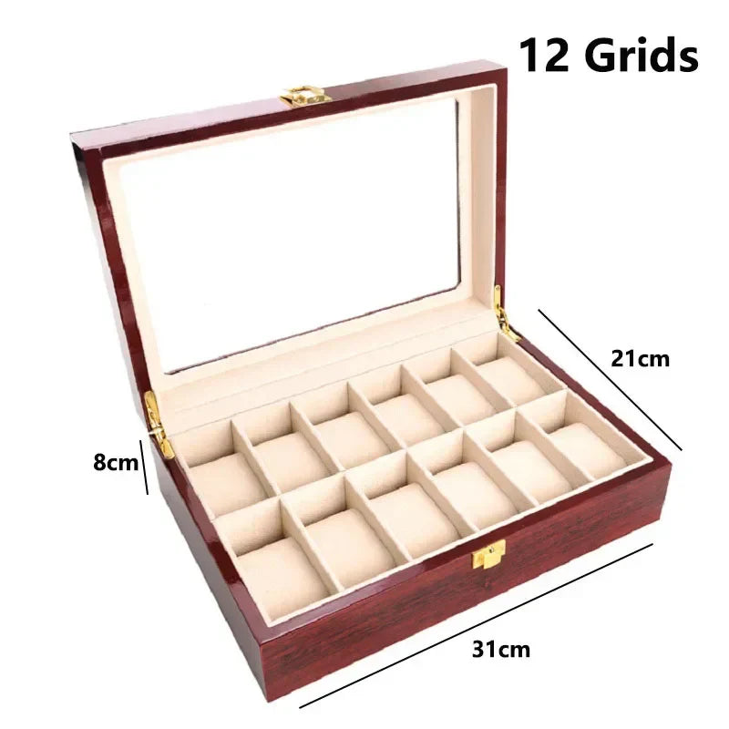 Boîte de Rangement en Bois pour Montres avec Compartiments Amovibles | Organisateur Élégant pour Montres et Bijoux