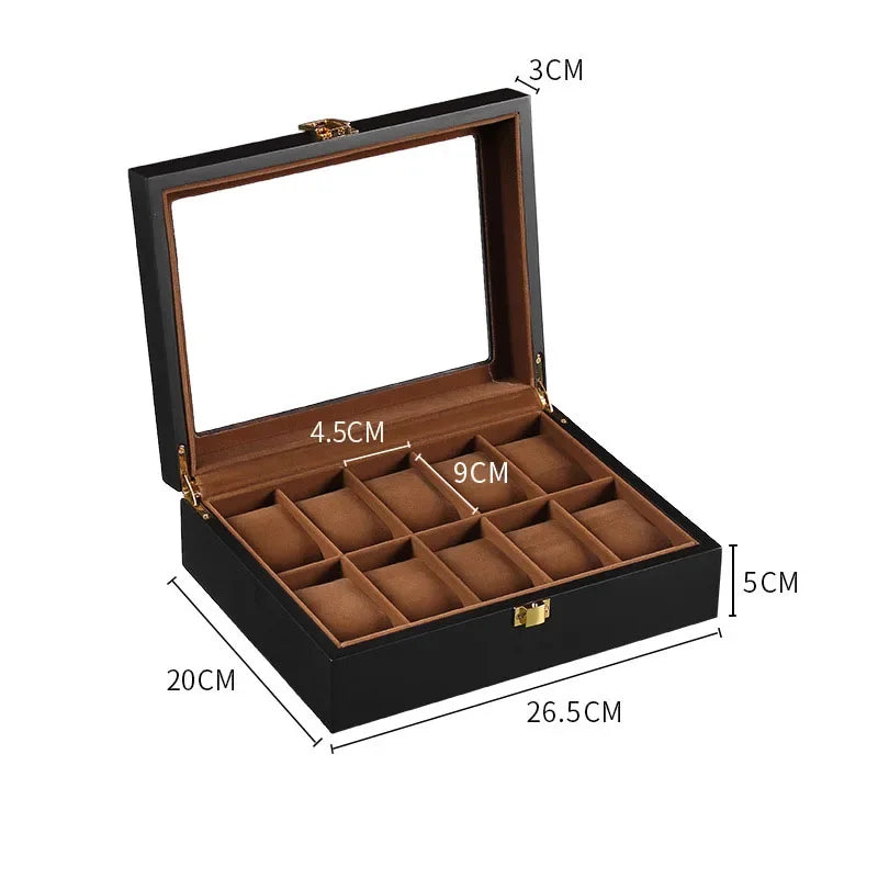 Boîte de Rangement en Bois pour Montres avec Compartiments Amovibles | Organisateur Élégant pour Montres et Bijoux