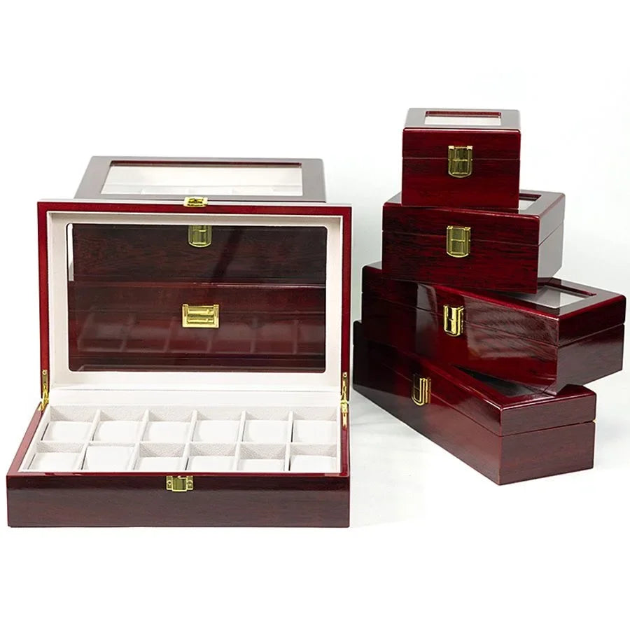 Boîte de Rangement en Bois pour Montres avec Compartiments Amovibles | Organisateur Élégant pour Montres et Bijoux