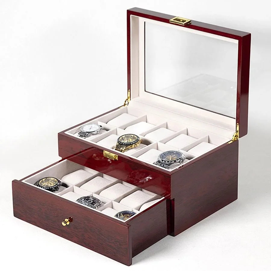 Boîte de Rangement en Bois pour Montres avec Compartiments Amovibles | Organisateur Élégant pour Montres et Bijoux