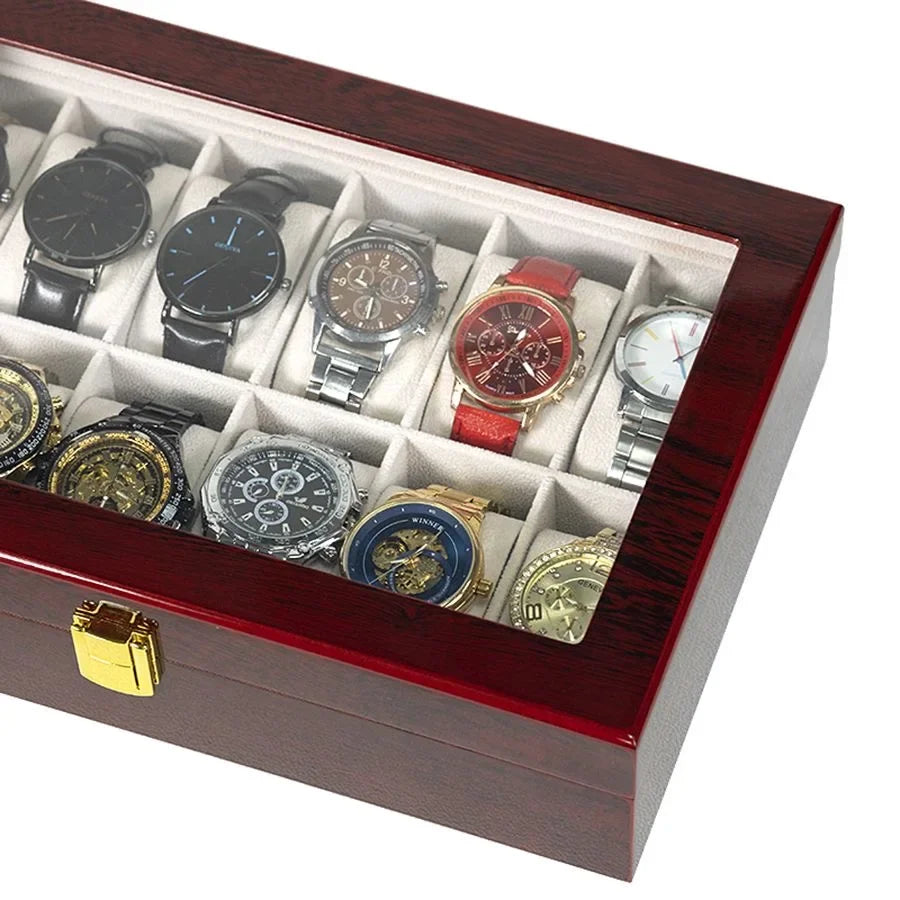 Boîte de Rangement en Bois pour Montres avec Compartiments Amovibles | Organisateur Élégant pour Montres et Bijoux