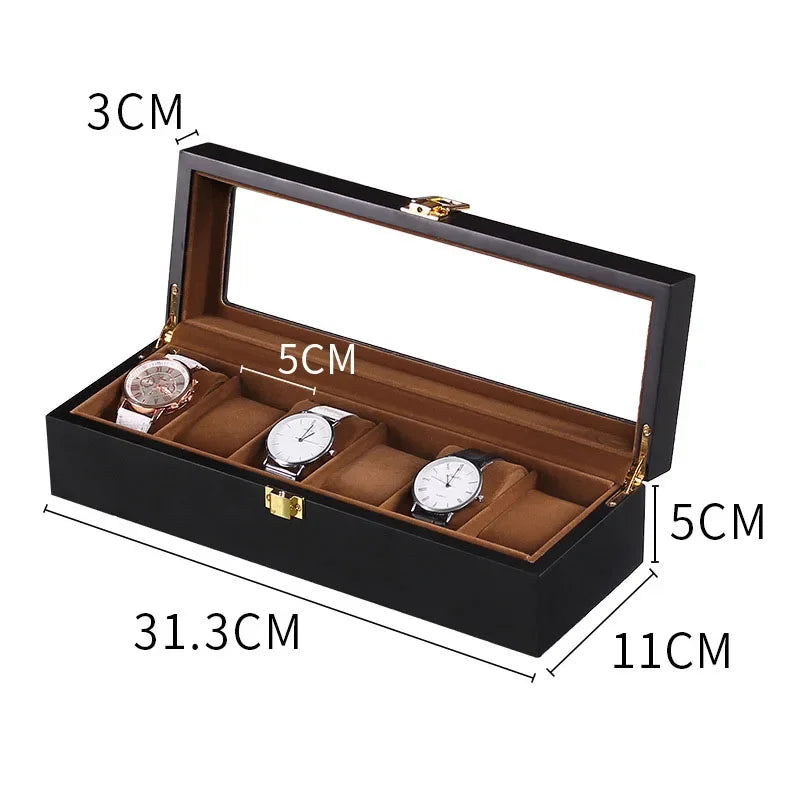 Boîte de Rangement en Bois pour Montres avec Compartiments Amovibles | Organisateur Élégant pour Montres et Bijoux