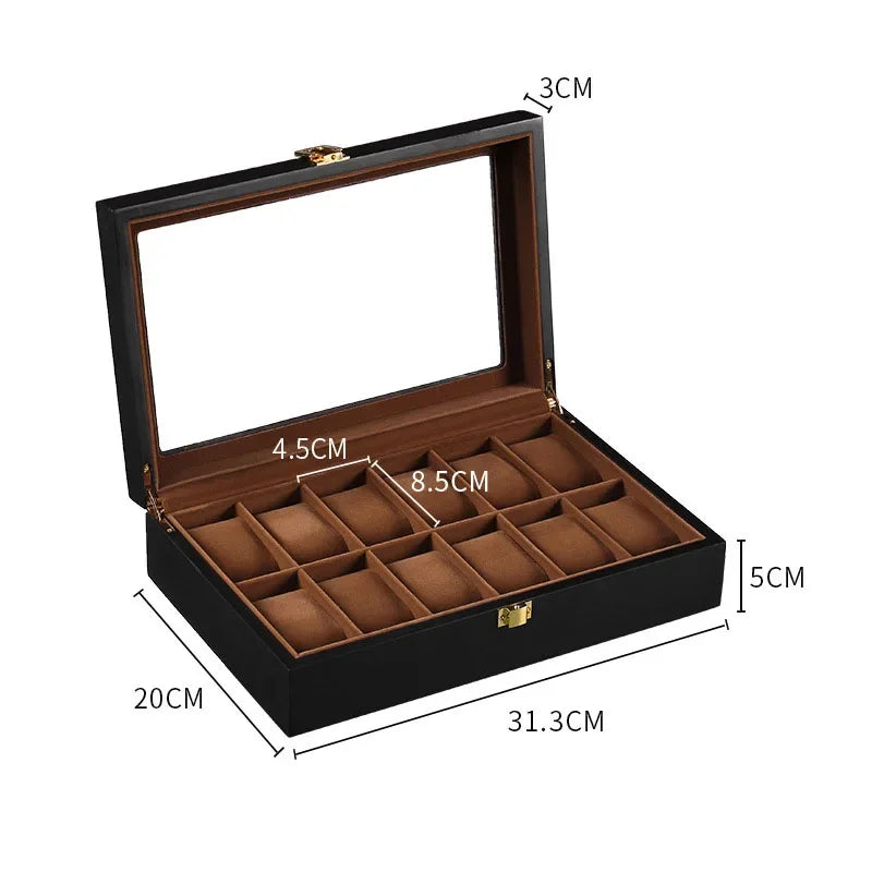 Boîte de Rangement en Bois pour Montres avec Compartiments Amovibles | Organisateur Élégant pour Montres et Bijoux
