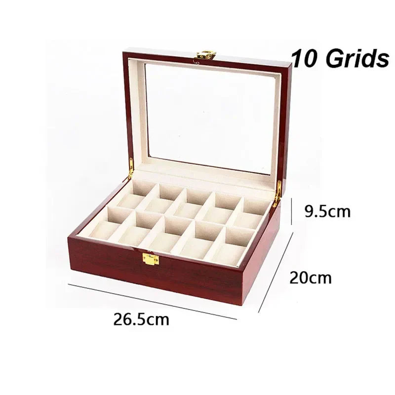 Boîte de Rangement en Bois pour Montres avec Compartiments Amovibles | Organisateur Élégant pour Montres et Bijoux
