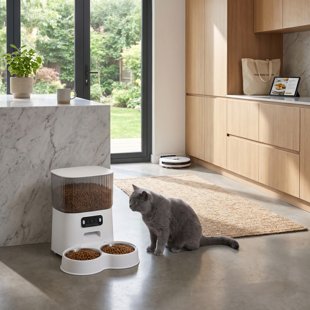 Distributeur de croquettes Lumo — Caméra & bol modulable