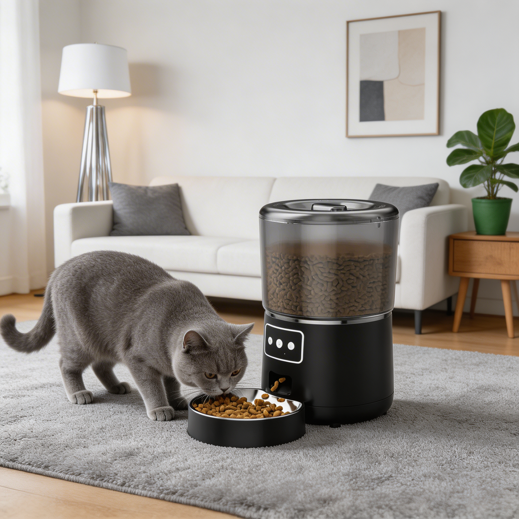 Distributeur de croquettes Norea — Connecté & réserve 4 L