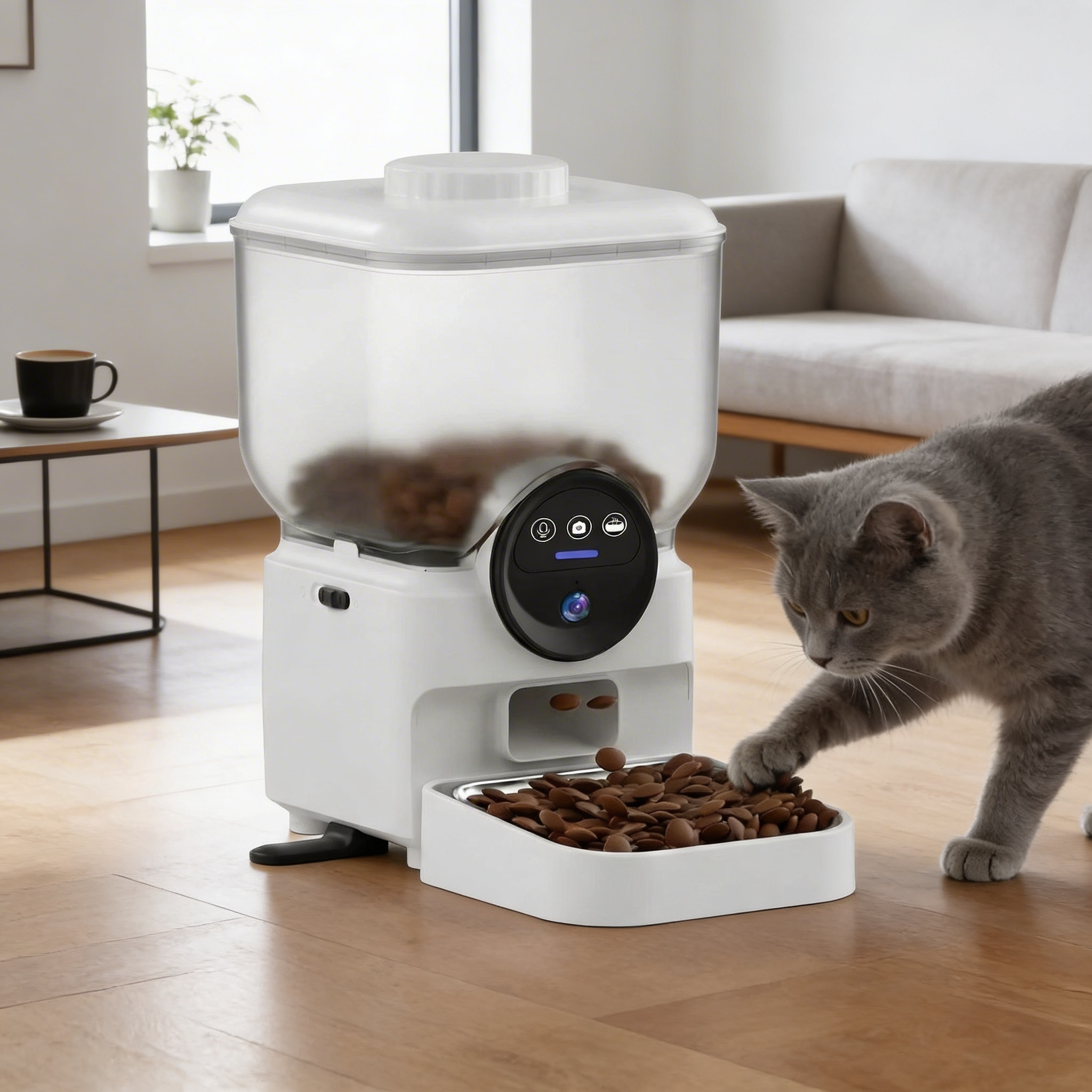Distributeur de croquettes Vasko — Grand format & caméra