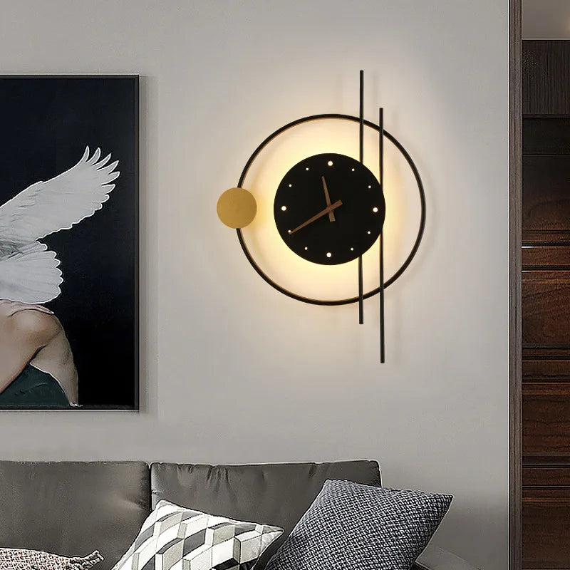 Éclairage Nordic | Applique Murale LED Design avec Horloge Intégrée | Élégance Moderne pour Chambre et Salon