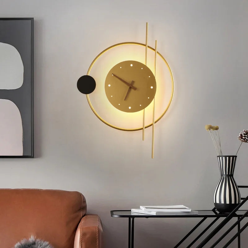 Éclairage Nordic | Applique Murale LED Design avec Horloge Intégrée | Élégance Moderne pour Chambre et Salon