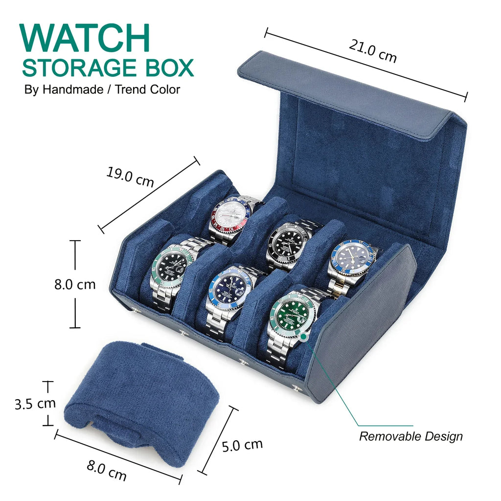 Étui de Voyage en Cuir Véritable | Organisateur de Montres avec 6/8 Fentes | Rangement Élégant pour Hommes et Femmes