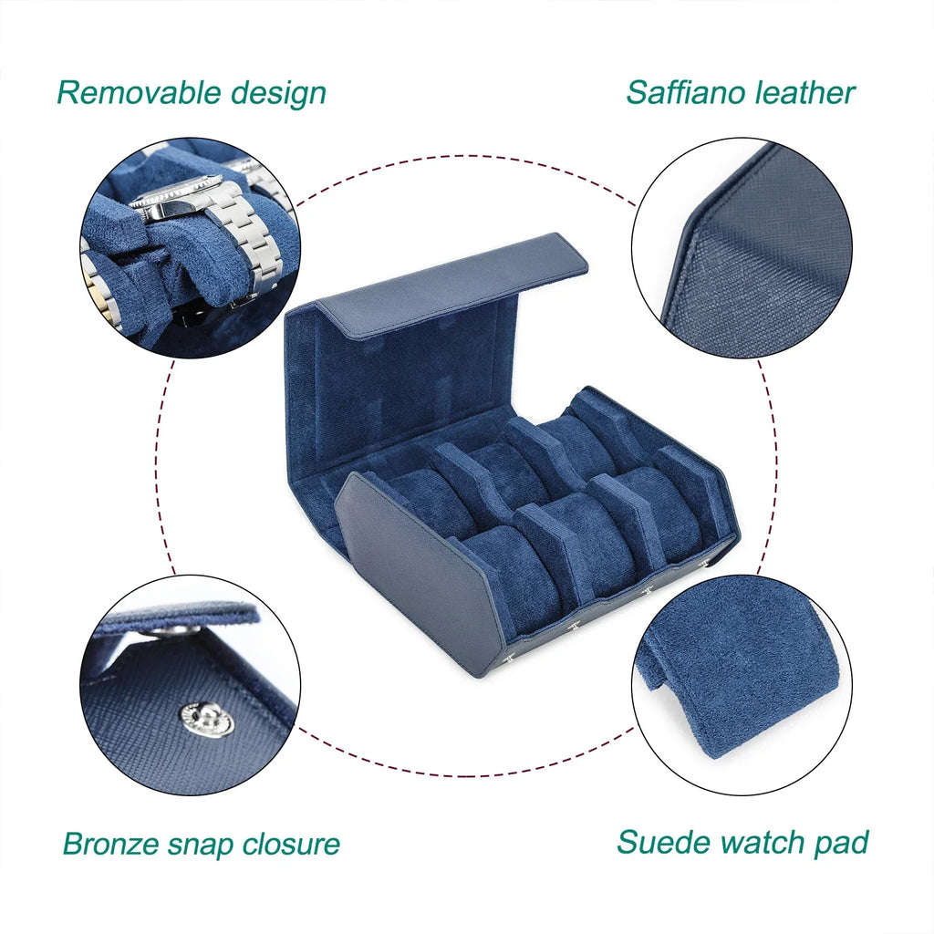 Étui de Voyage en Cuir Véritable | Organisateur de Montres avec 6/8 Fentes | Rangement Élégant pour Hommes et Femmes